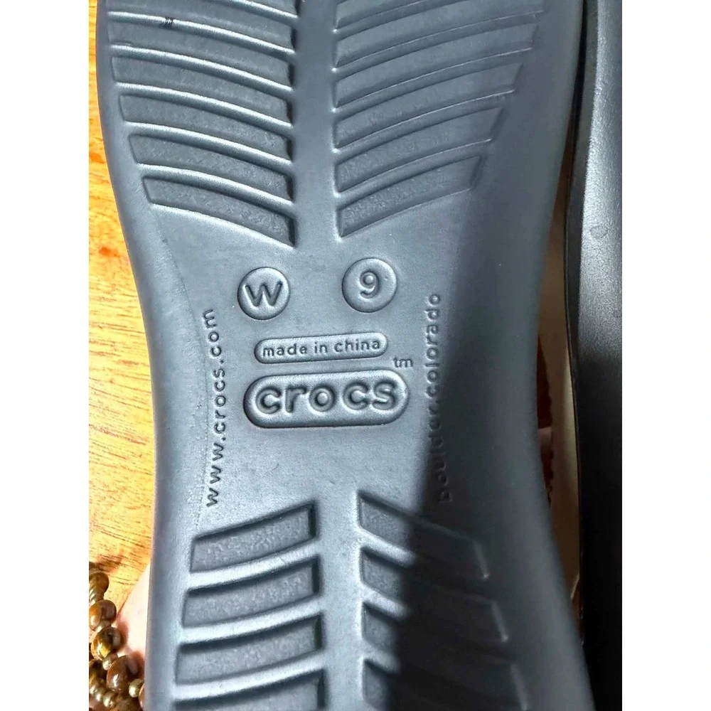 Crocs Sexy Flip Sandals Womens 9 Zebra Print Black White T-Strap Flat Summer